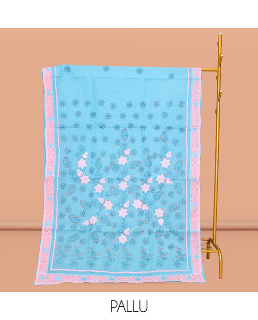 Blue Lucknowi Chikankari Saree