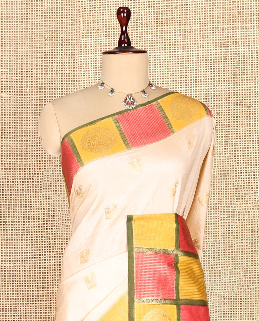 Pink Raw Motifs Saree