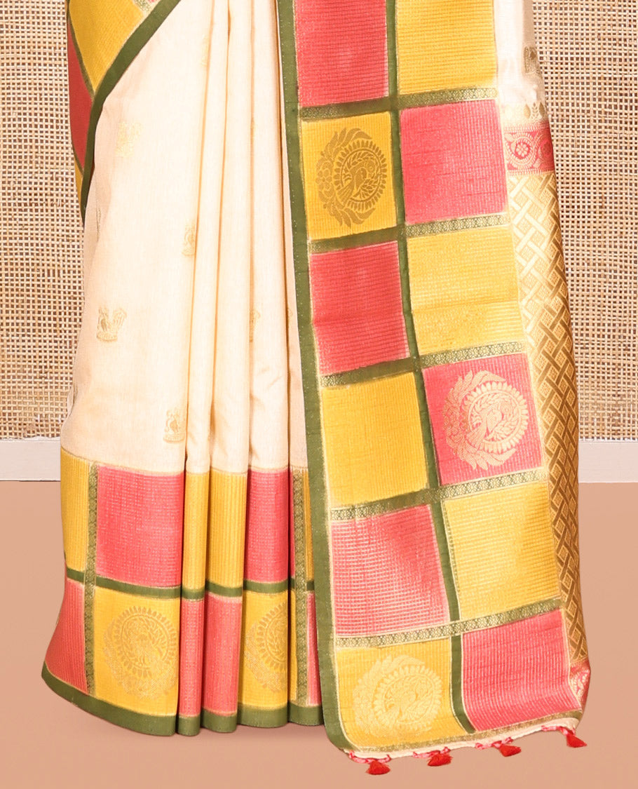 Pink Raw Motifs Saree