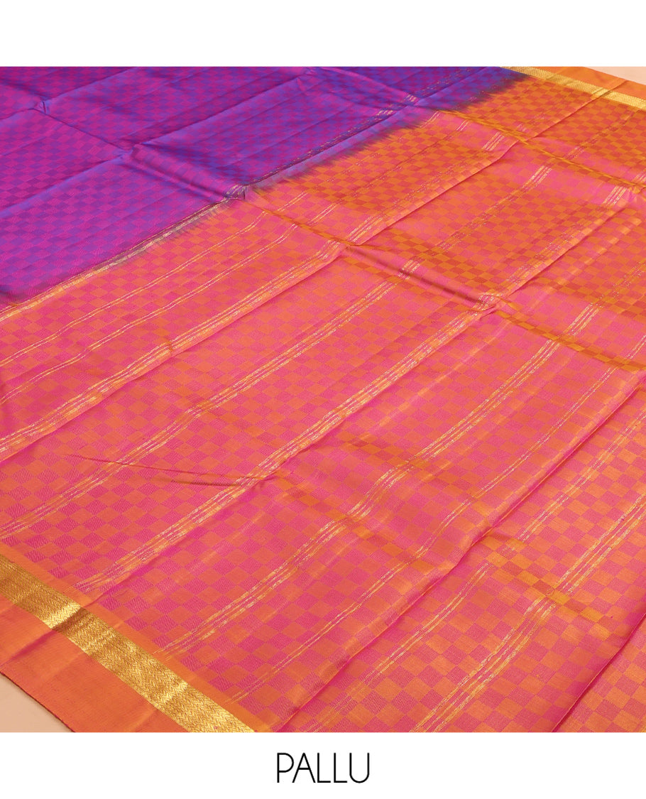 Violet Paiyaadi Kattam Kanchipuram Silk Saree