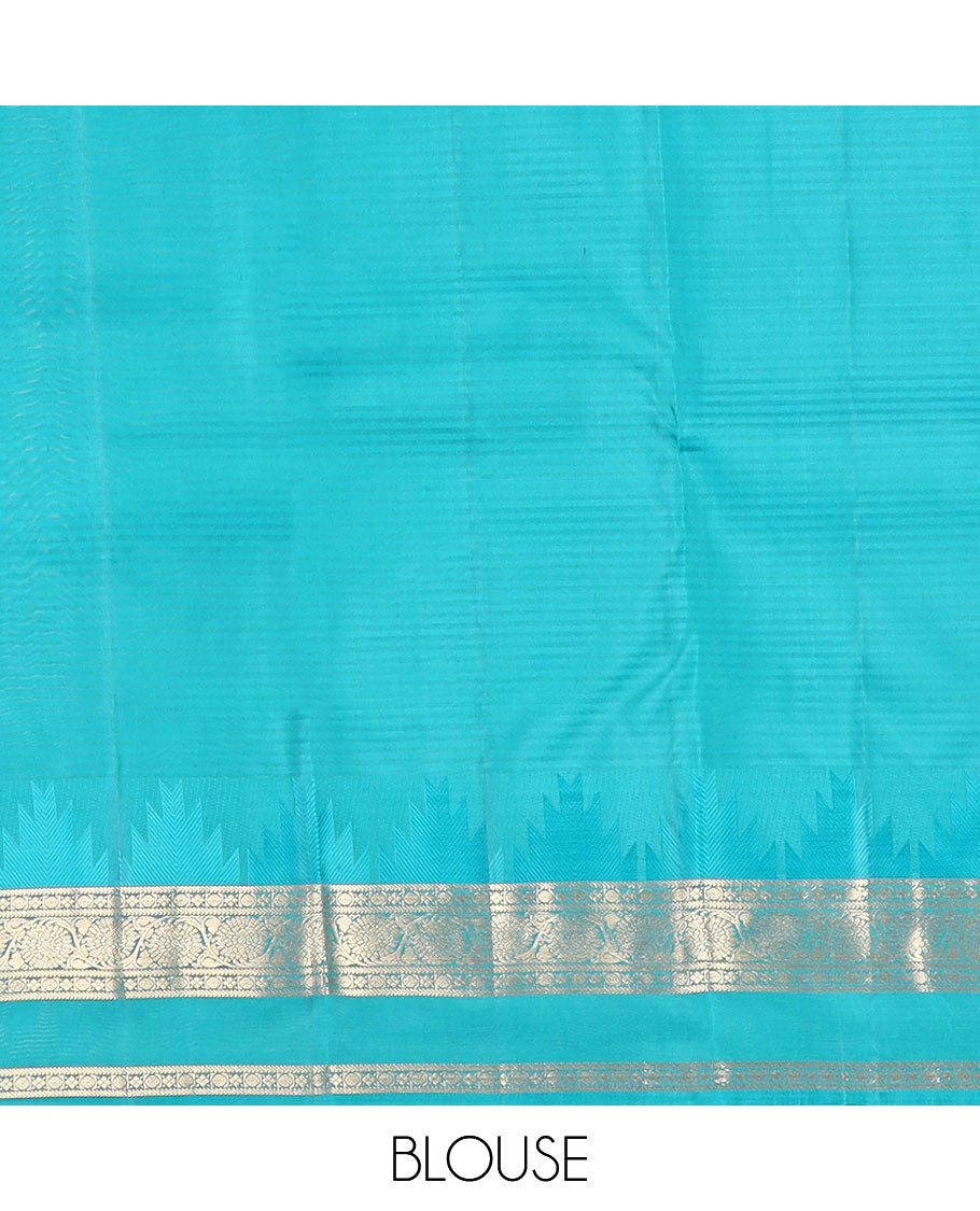 Pink vazhaipoo striped Kanchipuram silk saree , contrast thazampoo rekku rettai pettu border of kodi visiry designs & diagonal zari striped pallu