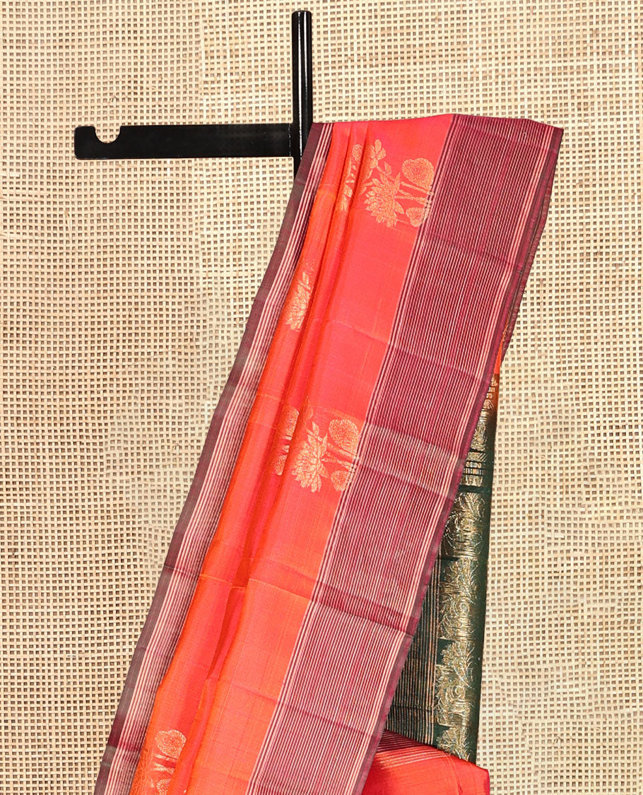Orange Mayuri Lite Silk Mix Saree