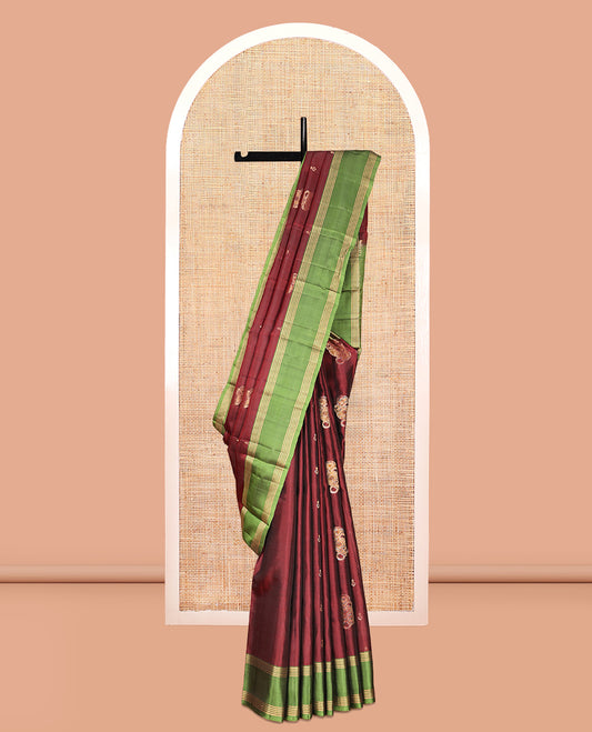 Red Zari Mayuri Lite Silk Mix Saree