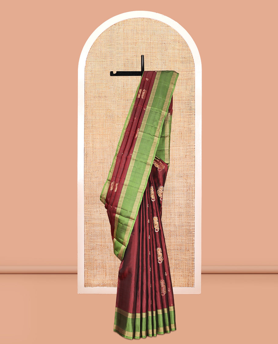 Red Zari Mayuri Lite Silk Mix Saree