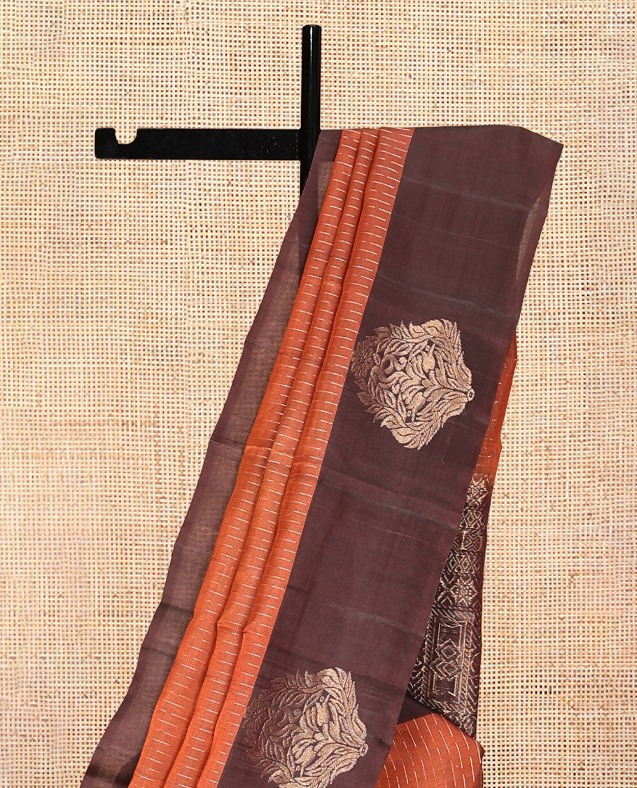 Orange Dotted Butta Mayuri Lite Silk Mix Saree