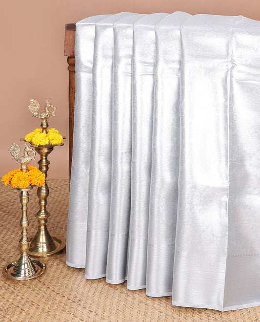Silver weaving jaal design tissue soft silk saree with self border & rich pallu along with weaving blouse