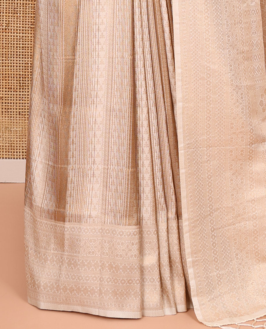 Cream Elite Soft Silk Saree, Enriched with Jacquard Design, Highlighted by Traditional Zari Border, Grand Pallu and a Matching Blouse