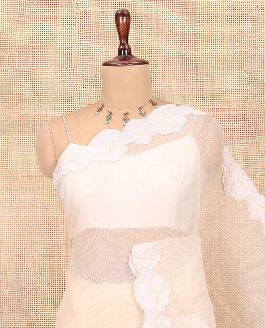 Enthralling Cream Kota Chex Saree