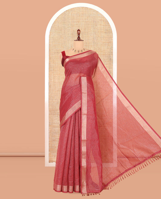 Maroon Linen Cotton Saree