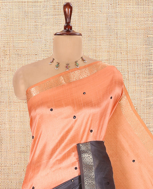 Rust-Grey Semi-Tussar Saree