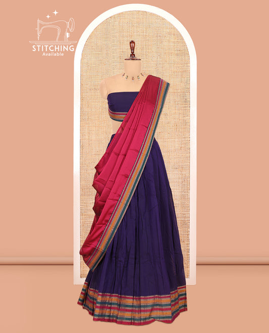 Blue Mercerised Cotton Half-Saree