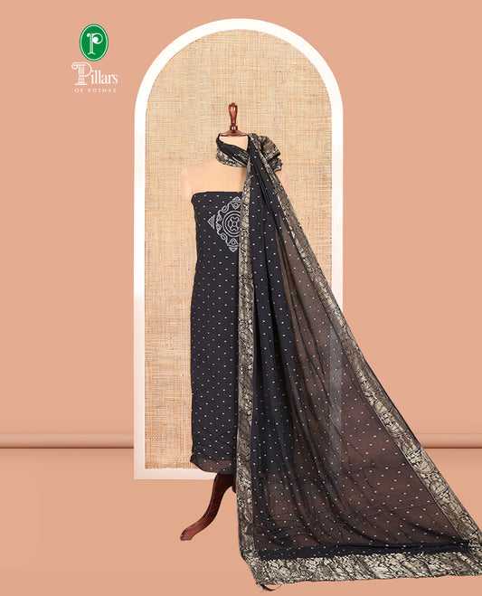Black Mul Chanderi Tissue Material Chudidar Set