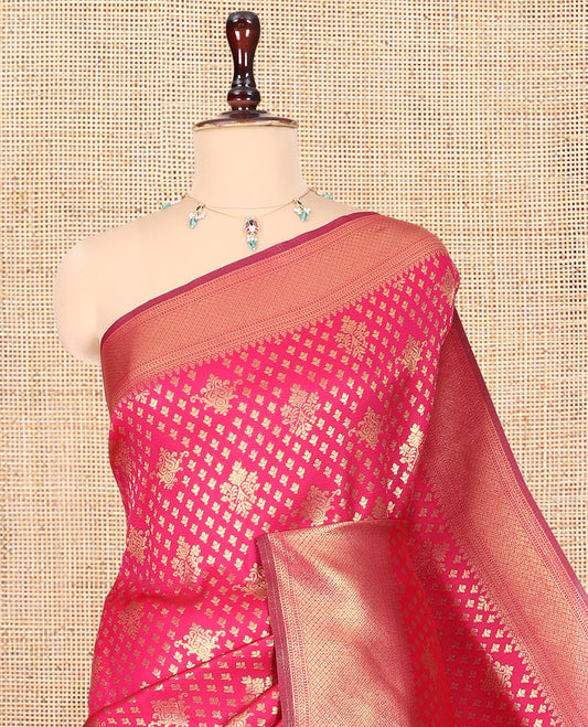 Rani Semi-Silk Saree, Enriched with Jacquard Design, a Traditional Zari Border, Grand Pallu, and a Matching Blouse-Trisha-Inspired