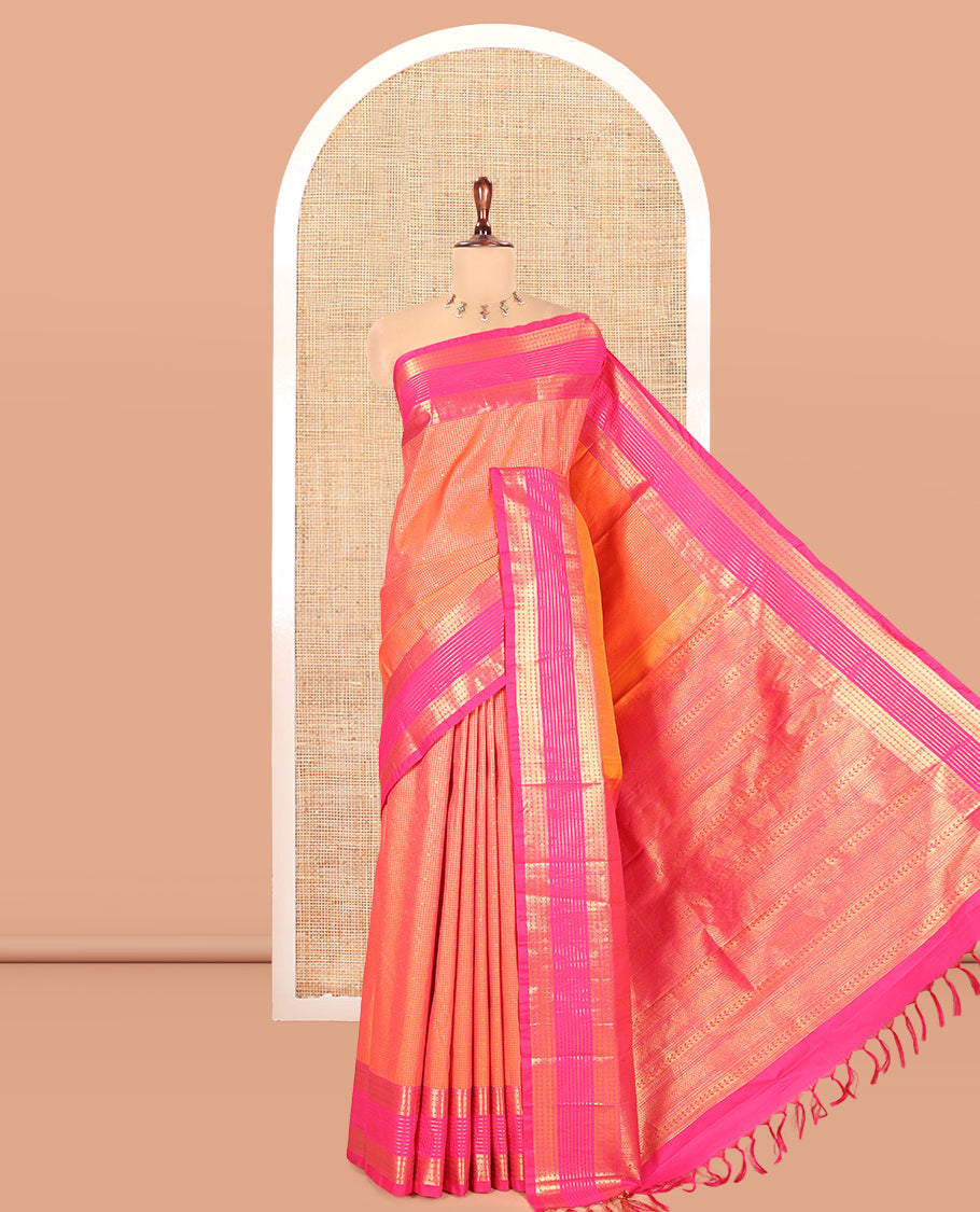 Orange-Pink Budget Silk Saree