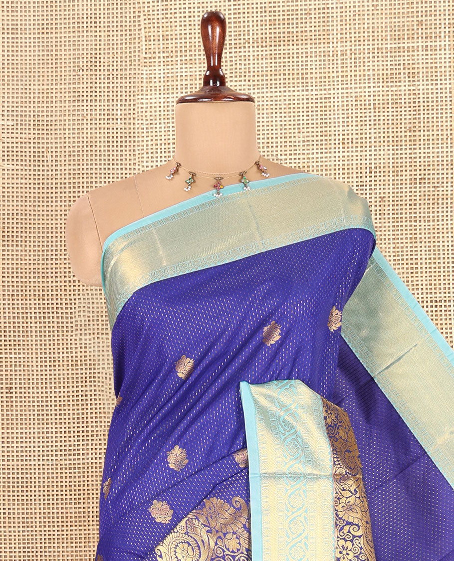 Ink Blue-Pale Green Budget Silk Saree