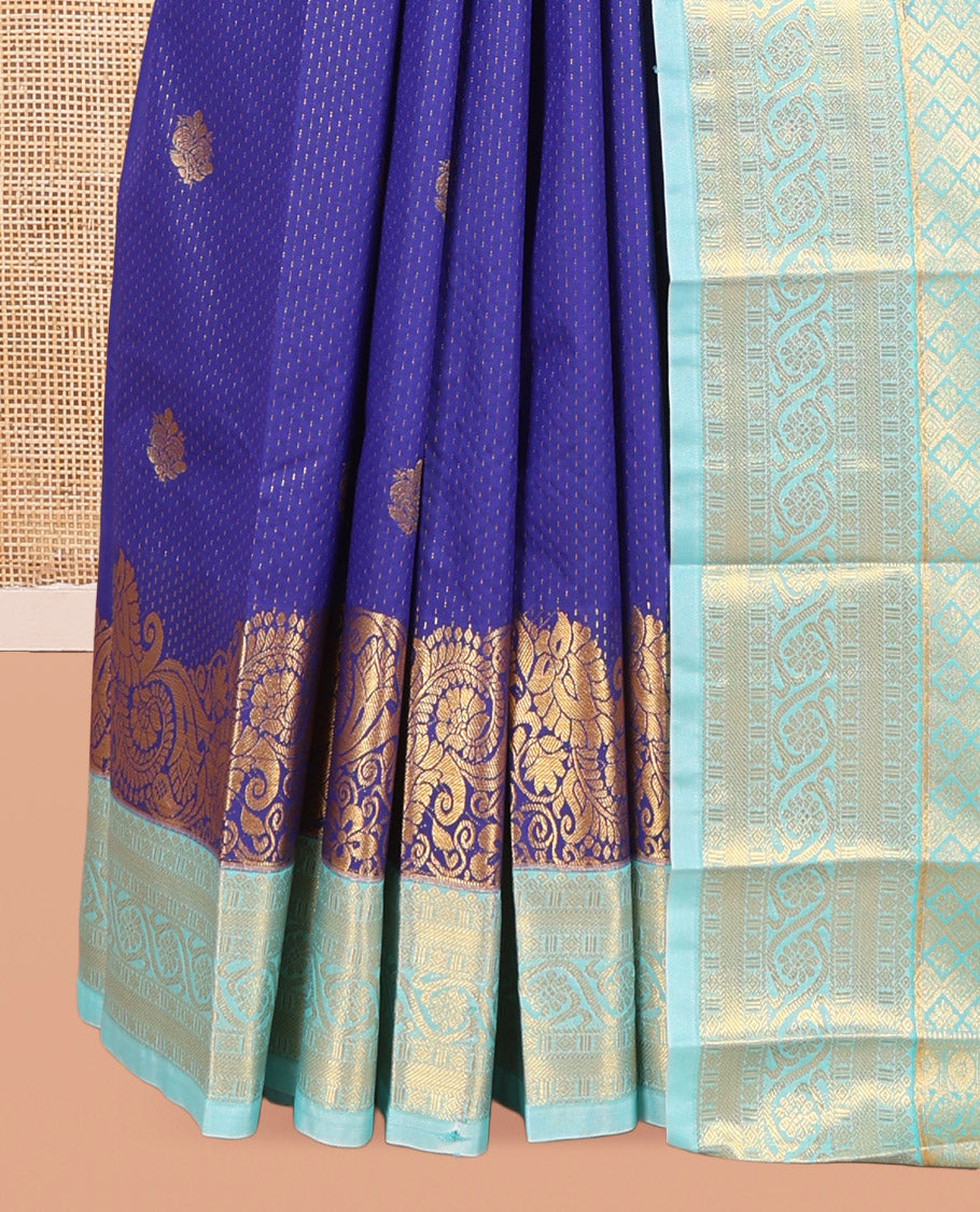 Ink Blue-Pale Green Budget Silk Saree