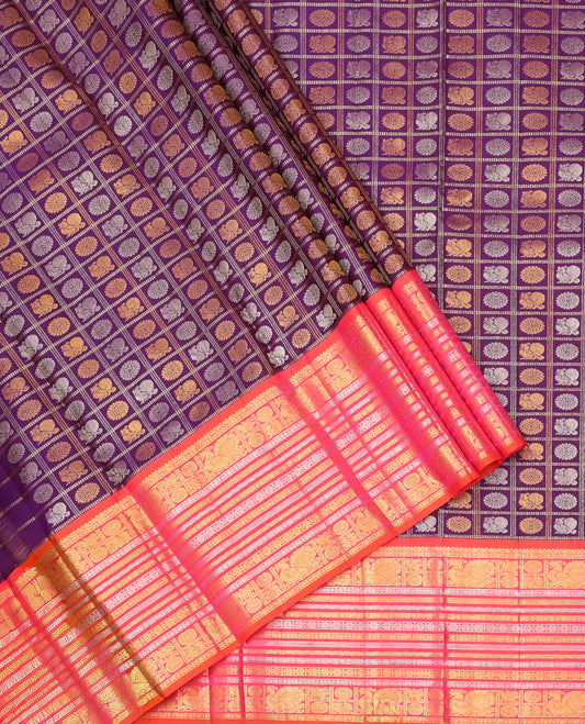 Purple Pure Silk Half-Saree