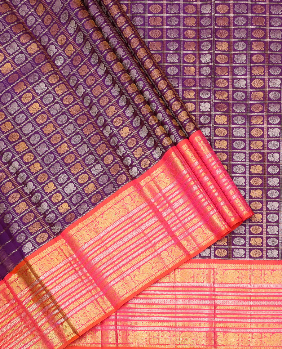 Purple Pure Silk Half-Saree