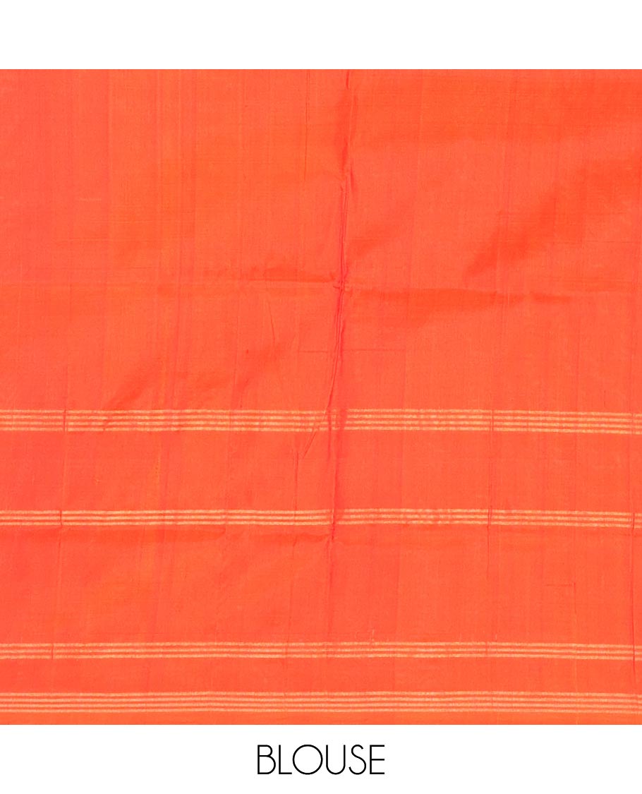 Inky Black Uppada Silk Saree Enlivened With Zari Buttas, Captivating Contrast Border Featuring Zari Stripes And Peacock Motifs, Pallu Depicting Rose Flower-Enclosed Mughal-Style Arches, And Paired With A Contrast Blouse