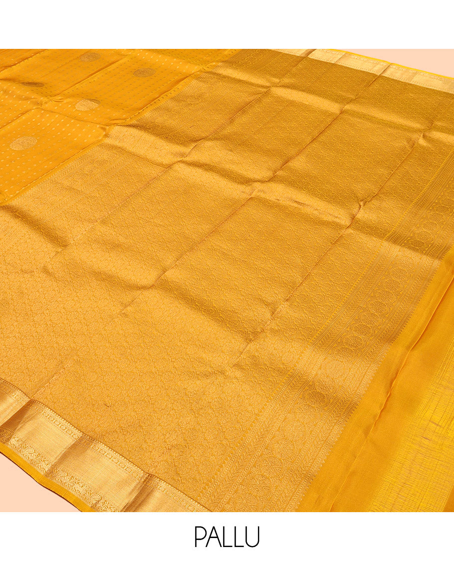 Yellow Vasundhara Lite Silk Mix Saree, Subtly Sparkled with Zari Buttas, Highlighted by a Zari Traditional Border, Intricate Pallu, and a Matching Blouse