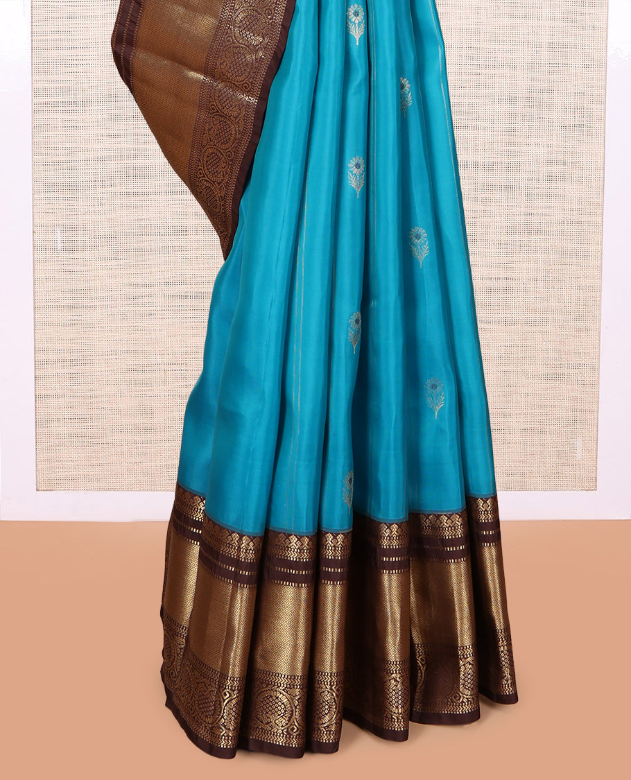 Blue Zari Design Vasundhara Lite Silk Mix Saree, a Contrast Traditional Border, Grand Pallu, a Contrast Blouse