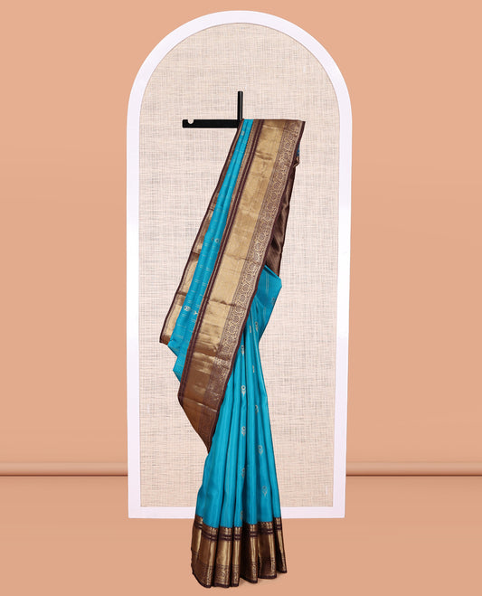 Blue Zari Design Vasundhara Lite Silk Mix Saree, a Contrast Traditional Border, Grand Pallu, a Contrast Blouse