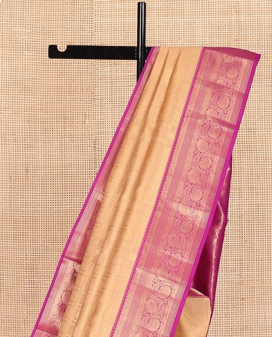 Sandal Vasundhara Lite Silk Mix Saree, Subtly Sparkled with Zari Designs, a Contrast Border of Rekku, and Kodi Visiry Designs, Vanki Pallu, and a Contrast Blouse