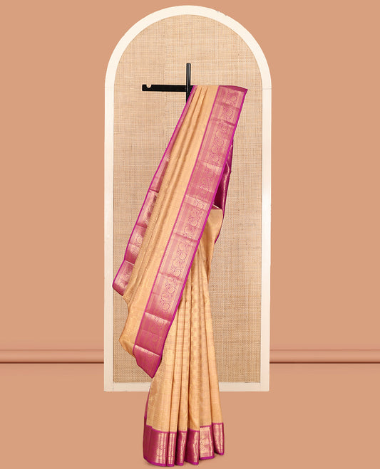 Sandal Vasundhara Lite Silk Mix Saree, Subtly Sparkled with Zari Designs, a Contrast Border of Rekku, and Kodi Visiry Designs, Vanki Pallu, and a Contrast Blouse