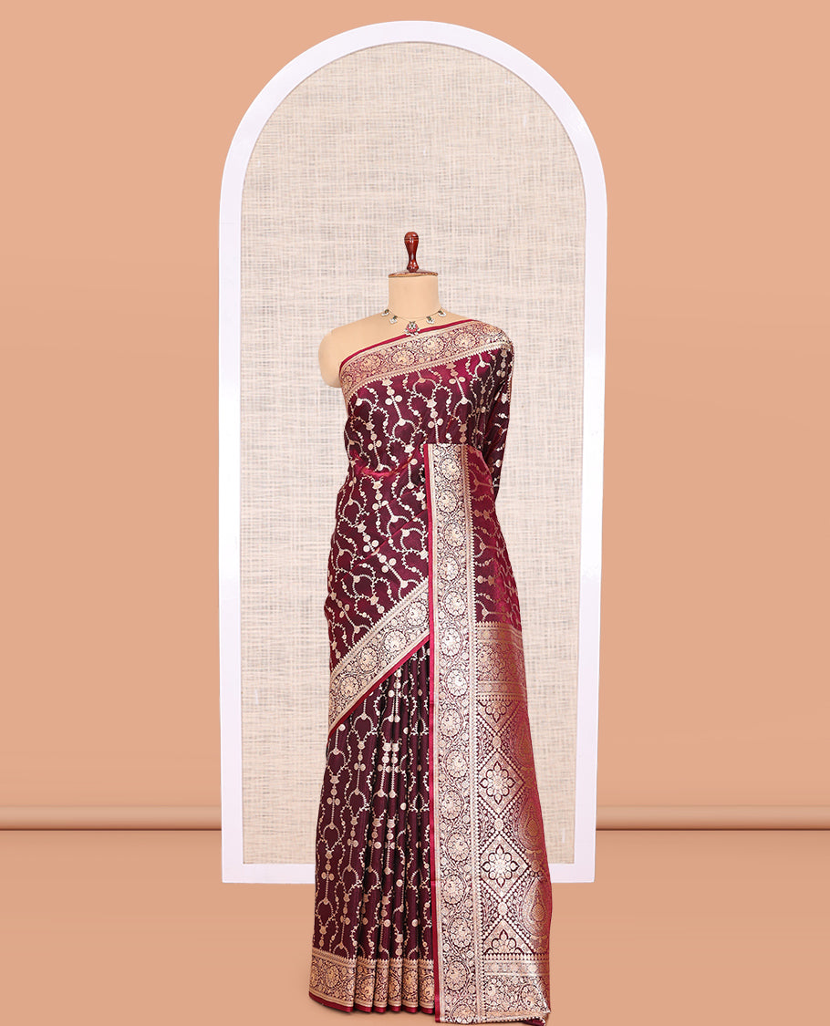 Wine Banaras Nylon Saree