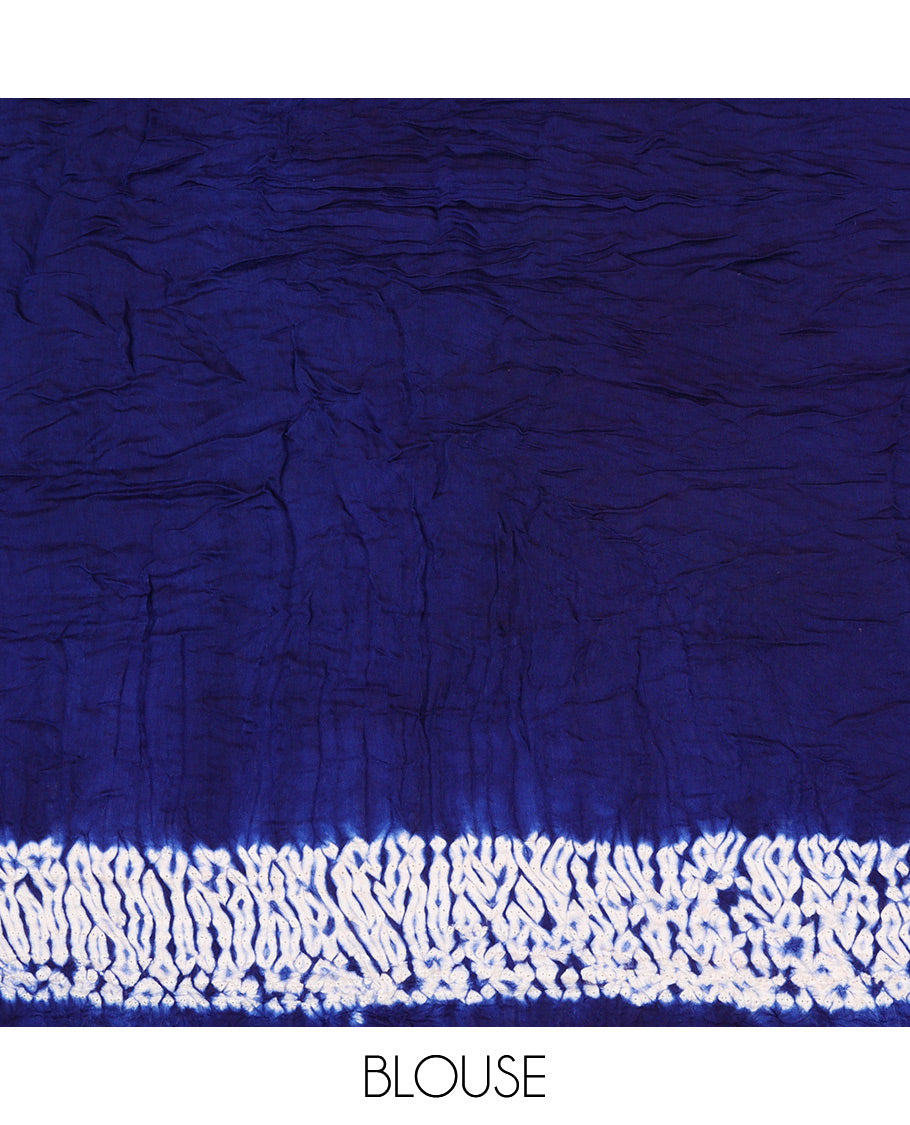 Borderless Blue Bandhani Dola Silk Saree