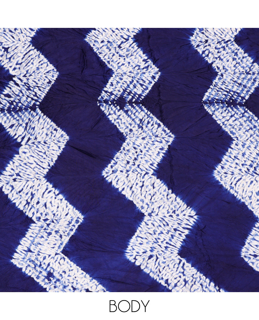 Borderless Blue Bandhani Dola Silk Saree