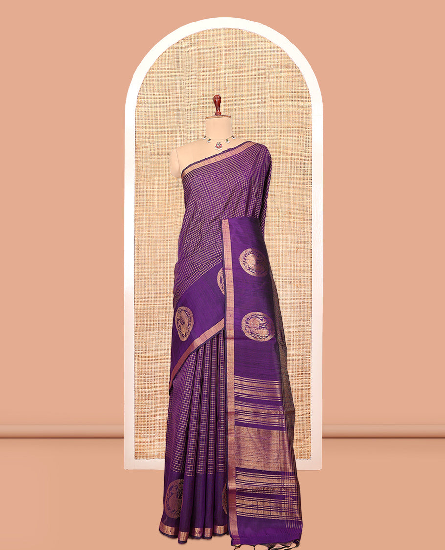 Violet Dupion Saree
