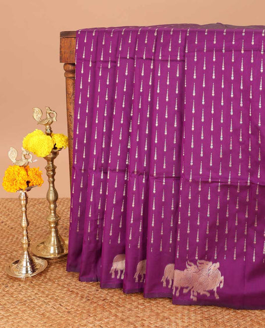 Purple butta design soft silk saree with pichwai designb order & rich pallu along with butta design blouse