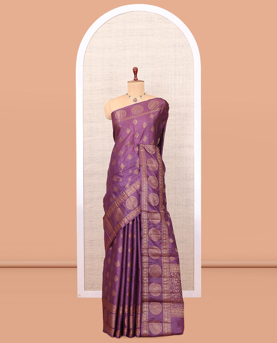 Purple Tussar Silk Saree
