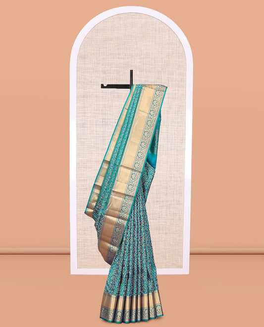 Blue Jacquard Design Kanchipuram Wedding Silk Saree