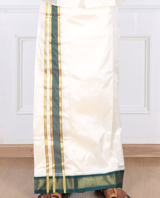 Cream Pure Silk Dhoti 