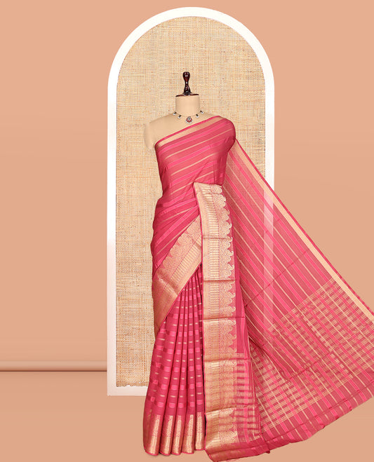 Pink Semi Mysore Silk Saree