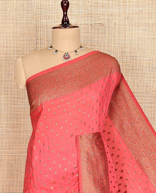 Dark Peach Fancy Crepe Saree