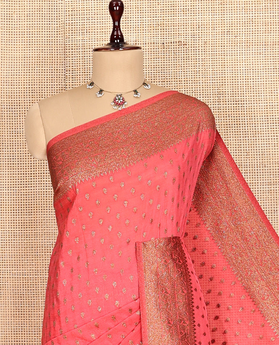 Dark Peach Fancy Crepe Saree