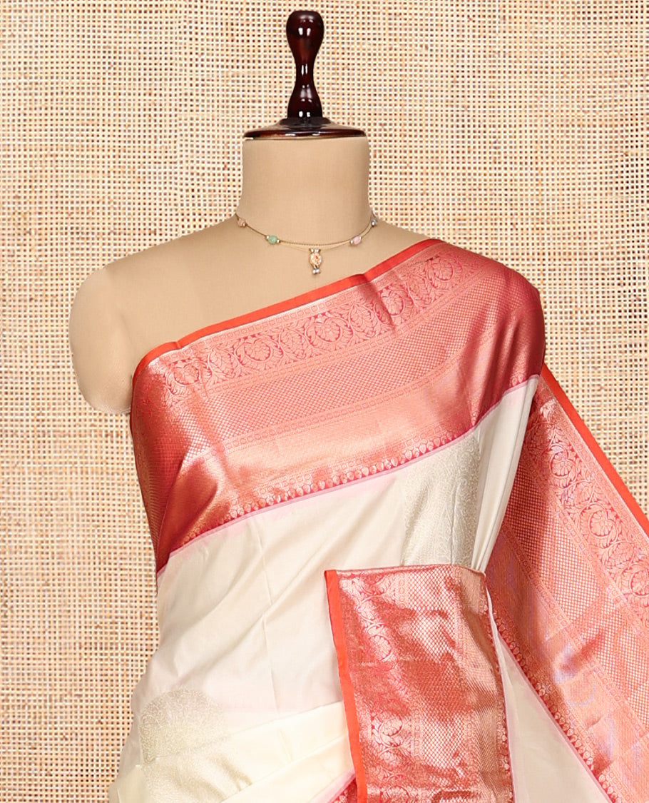 Cream Zari Buttas Gift Saree