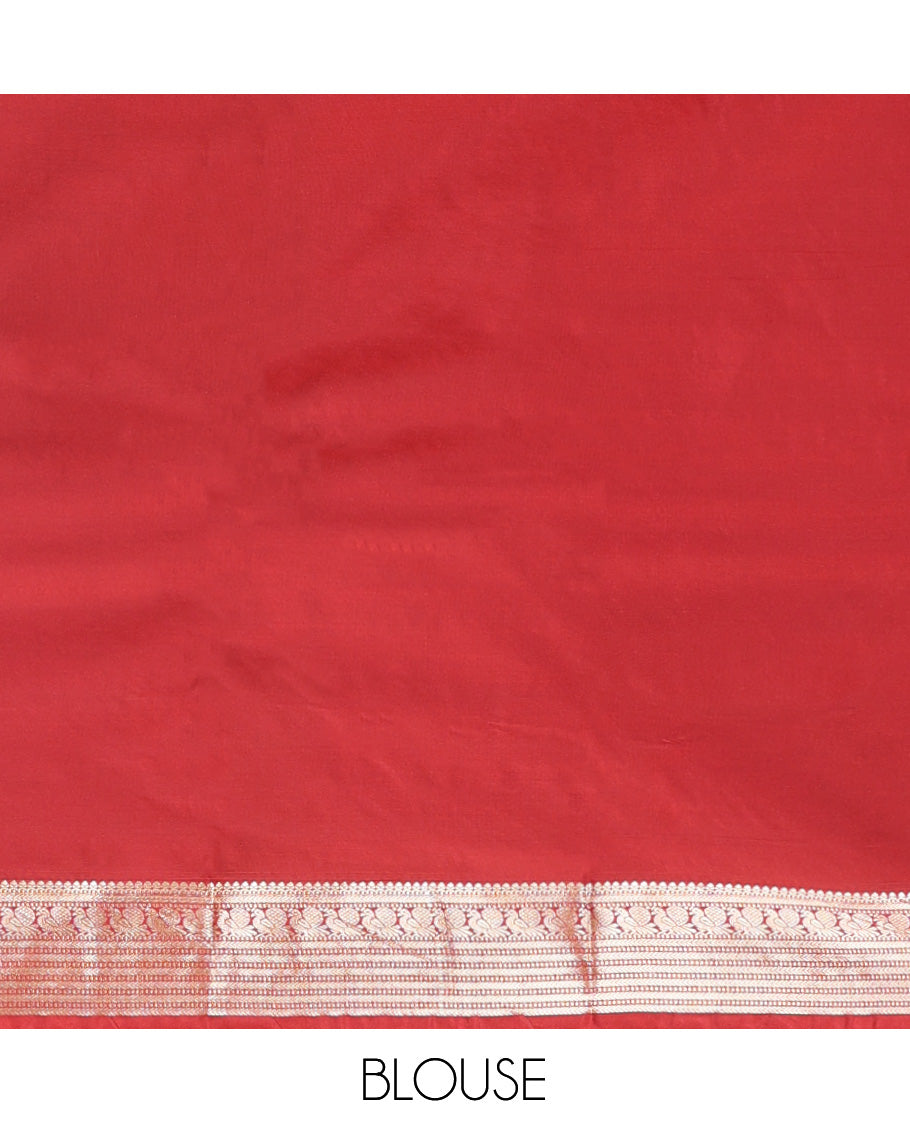 Brown Budget Silk Saree, Decorated with Zari Buttas, Complemented by a Contrast Traditional Zari Border, Pallu of Intricate Designs, and Contrast Blouse