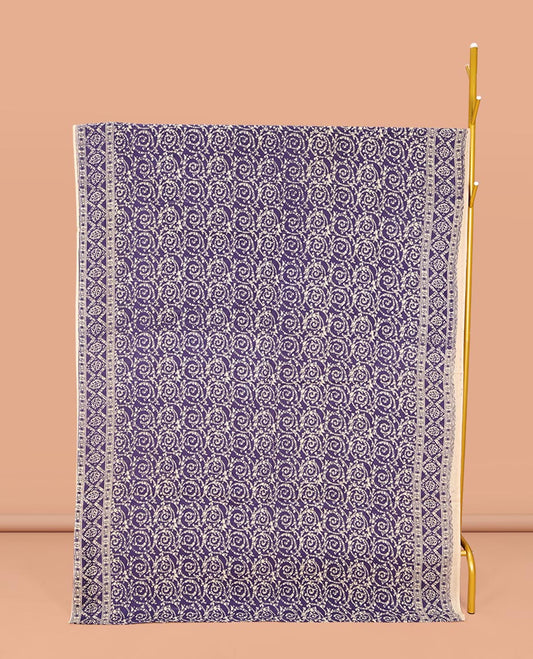 Grey Machine-Printed Kalamkari Cotton Saree, Ornamented with Batik Print on Its Body, Subtle Self-Printed Border, Pallu of Intricate Print, and Paired with a Printed Blouse