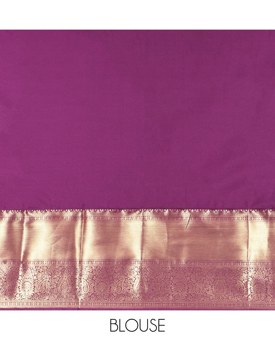 Blue Budget Silk Saree, Enriched with Zari Buttas, Complemented by a Contrast Traditional Border, Grand Pallu, and a Contrast Blouse