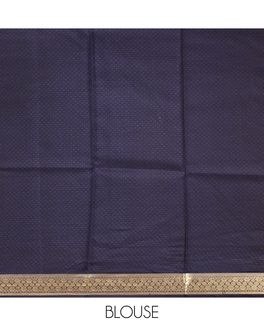 Cream Printed Silk Saree Artfully Designed with a Paisley, Fauna, and Human Print, Contrast Traditional Zari Border, Striped Pallu, and Contrast Blouse
