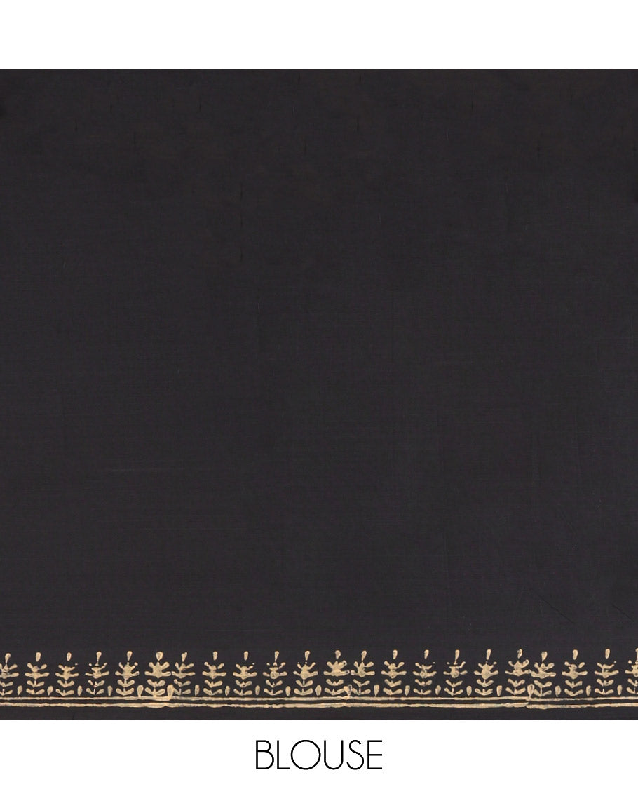 Black Plain South Cotton Saree