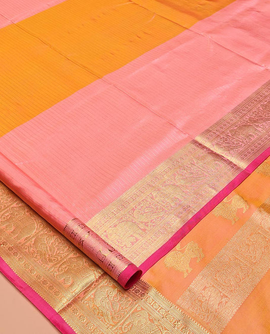 Pink-Orange Venkatagiri Silk Saree