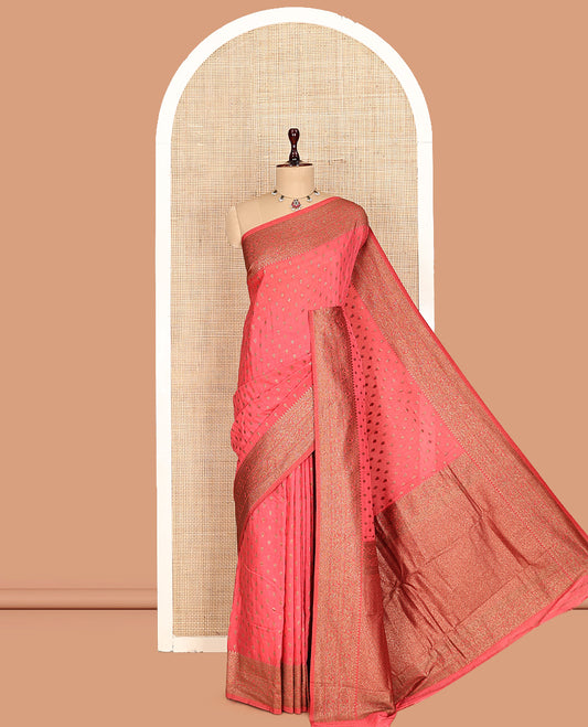 Dark Peach Fancy Crepe Saree