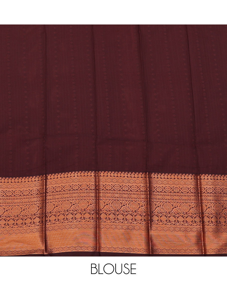 Blue Budget Silk Saree, Adorned with Buttas and Stripes All Over Its Body, Complemented by a Contrast Traditional Zari Design Border, Grand Pallu, and Paired with a Contrast Blouse