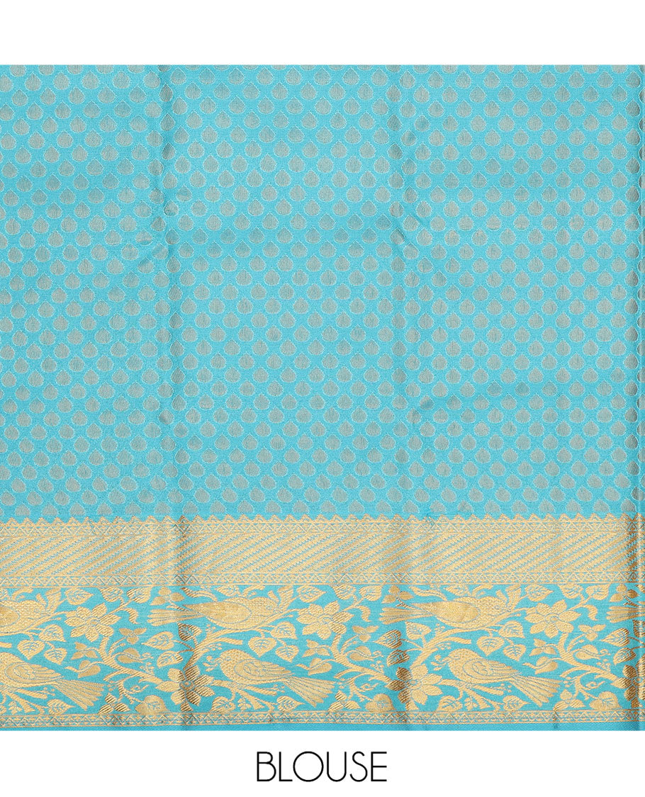 Yellow Pure Silk Navarathna Pavadai Material Set