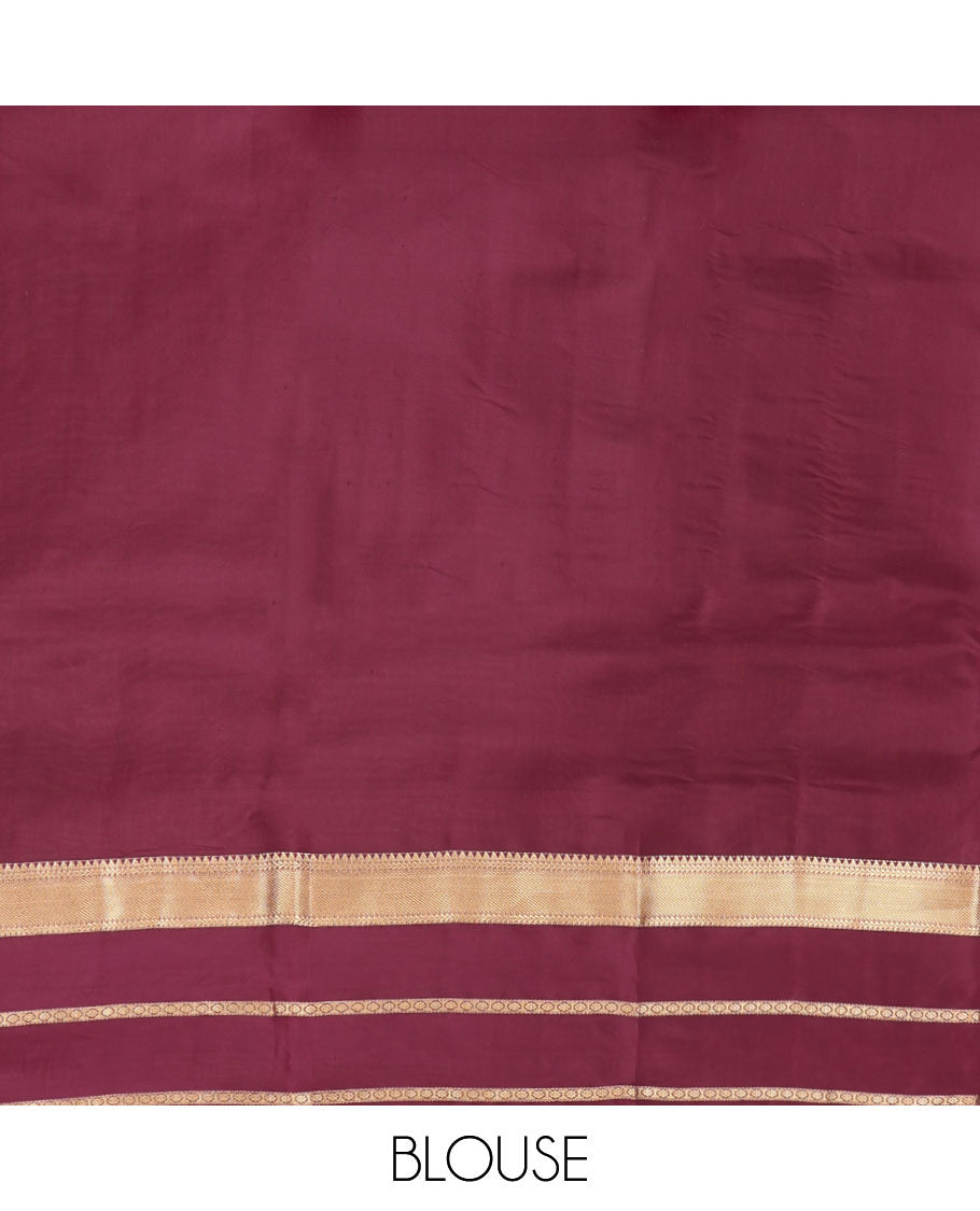 Maroon Vasundhara Lite Silk Mix Saree, Woven with Malli Mokku Buttas, a Contrast Border of Rekku, Kathir, and Kamalam Designs, Grand Pallu, and a Contrast Blouse